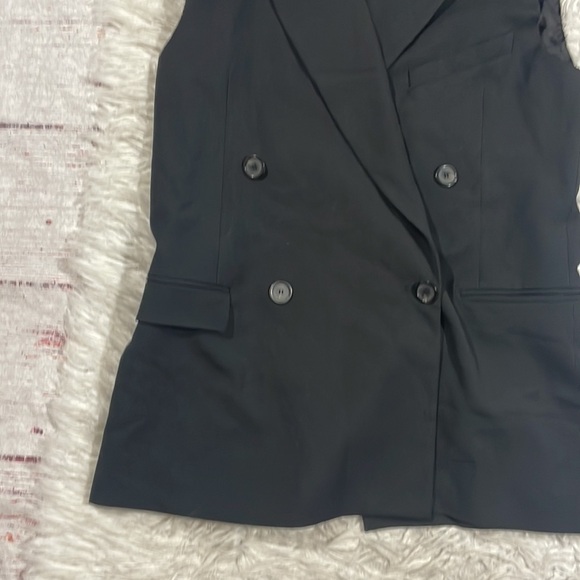Zara Black Double Breasted Button Padded Sleeveless Blazer Vest - Picture 6 of 11